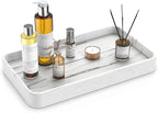 Gurygo 10" Vanity Tray for Bathroom - Hand Towel Tray Organizer for Paper Napkins - Bathroom Vanity Counter Organization - Ceramic Soap Dispenser Tray for Kitchen Counter (Marble White, Set/1)…
