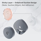 KEGII Suction Cup Shower Caddy – 3 Pack Suction Cup Shelf with Soap Holder & Hooks, Rustproof Stainless Steel Shower Organizer, Removable No Drilling Bathroom Storage Rack, Dark Gray
