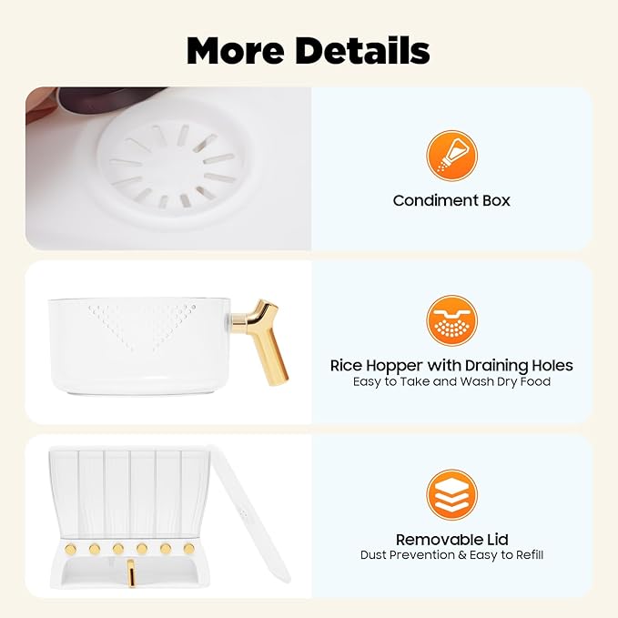 Dry Food Dispenser, Wall Mounted 6 Grid Beans Dispenser Grain Dispenser with Measuring Cup 22 Pounds Kitchen Storage Countertop Organizer for Kitchen Rice Beans Organizing