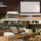 4 Pcs Stackable Desk Organizer Trays Rectangular Plastic Desk Holder Desktop Letter Tray File Organizer Paper, File, Magazine, Office Organization for Desktop