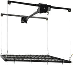 Overhead Garage Storage Rack, 4x4Ft Ceiling Storage Lift 79in Adjustable Height Garage Storage Organization Systerm, Heavy Duty Metal Garages Ceiling Storage Racks, 300lbs Load Capacity (Satin Black)