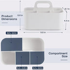 Multiuse Caddy Organizer with Handle - Stackable Plastic Tote Bin - Art Craft Supplies, Office, Desk, Stationery Pen Holder, Kitchen, Utensil, Makeup, Bathroom, Shower, Cleaning, Dorm Organizer -White