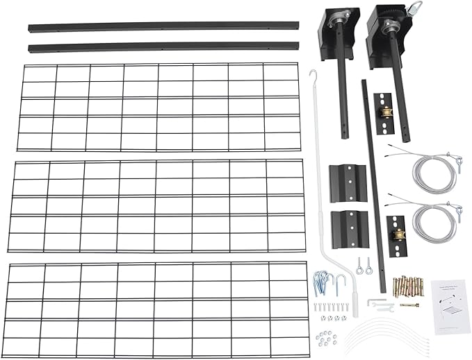 Overhead Garage Storage Rack Metal Garage Ceiling Storage Rack Ceiling Shelf Overhead Organization 250lbs Load Bearing Capacity Max Adjustable Height: 96in (48 * 48in L*W, Matte Black)