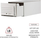 Universal 9522101 Medium-Duty Easy Assembly Legal File Storage Box - White (12/Carton)