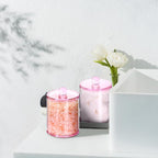2 Pack Qtip Holder,Canister Apothecary Jar Set, Bathroom Jars with Lids Set for Cotton Swabs, Balls, Pads, Floss Picks,10oz-12oz Plastic Canisters Restroom Bedroom Vanity Organizer(Pink)
