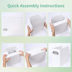 Collapsible File Organizer Box with Handle,12.20x5.11x9.84Inches, Filing Organizer for Home or Office, Small Portable File Box(4 Packs, White)