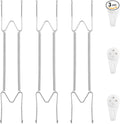 Bilillo 3 Pack Plate Hangers for The Wall, Suitable for 16-20 inch Art Plate, Stainless Steel Invisible Heavy Duty Wire Plate Holder with Wall Hooks, Plate Hangers for Displaying Plates, Silver