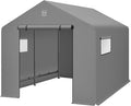 Best Choice Products 10x8ft Outdoor Storage Shed, Carport, Canopy Shelter, Dual Doors & Windows, Metal Frame, Weather-Resistant, Perfect for Storing Motorcycle, Bike, Garden Tools – Gray