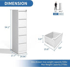 5 Drawer File Cabinet with Lock,Metal Vertical Filing Cabinets for Home Office,Heavy Duty File Storage Cabinet for Letter/Legal/A4/F4 Size File,Assembly Require (White, Vertical 5 Drawer)