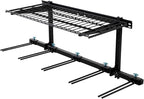 StoreYourBoard Solitude Ski Wired Storage Rack and Shelf, Wall Mount Organizer Holds 10 Pairs of Skis and Accessories, Heavy Duty Supports 300 lbs
