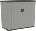 Suncast 130-Gallon Backyard Oasis Basic Unit Lockable Outdoor Storage Cabinet, Peppercorn, Made in the USA