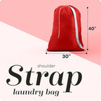 Handy Laundry Bag Shoulder Strap Extra Large - Drawstring Locking Closure, Durable Material, Heavy Duty Stitching, Hands Free Carrying - Perfect College Dorm (Red, 30" x 40")