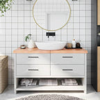 vidaXL Handmade Bathroom Countertop in Treated Solid Oak with Live Edge - Versatile Use as Vanity/Desk/Table Top - Ready-to-use Light Brown Finish, 55.1"x23.6"x(0.8"-2.4")
