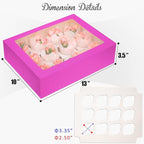 Bakepacker 12 Cupcake Containers 10-Packs Roland Cupcake Box Cupcakes Carrier, 12 Cupcake Boxes with Window 13"x10"x3.5"（Auto-pop up）