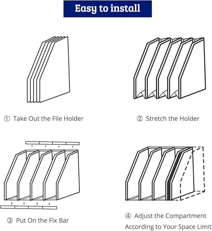 SAYEEC Desktop Collapsible File Magazine Folder Holder 4 Compartment Plastic Hollow Documents Foldable Organizer Files Cabinet Shelf Frames Dividers Rack Display and Storage