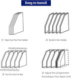 SAYEEC Collapsible Magazine File Holder with 4 Compartment Plastic Binder Folder for Desk Hollow Documents Foldable Organizer Desktop Files Cabinet Shelf Frames Divider Rack Display and Storage