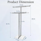 Kayfia 40" Standing Towel Rack with Weighted Marble Base, Width Adjustable & Taller Bathroom Towel Rack Stand, 2-Tier Towel Racks for Bathroom, Multiple Spaces Stainless Steel Brushed Finish