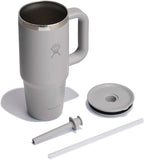 Hydro Flask Travel Tumbler with Handle, Lid and Straw - Insulated Stainless Steel in 24 Oz Tonal Birch