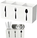 Utensil Holder,Kitchen Countertop Organizer,Silverware Organizer,3 Compartments Silverware Caddy,Plastic Utensil Holder, Large Capacity Cutlery, Spoon, Fork, and Knife Rack (White)