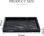 Real Natural Marble Tray for Bathroom, Genuine Marble Stone Vanity Tray, Luxury Storage Trays for Kitchen, Vanity, Home Decor, Dresser, Non-Resin/Non-Ceramic, 12"x 8"x 1.2", Black