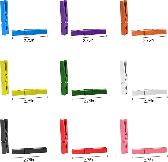 50pcs Craft Wood Clothespins Colored Wooden Photo Clips Clothespins Paper Peg Pins Craft Spring Clips for Home Arts Crafts Decor, 2.75 inches (Violet)