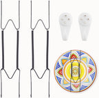 2 Pack Plate Hangers for Wall, Suitable for 10-14 inch Art Plate, Stainless Steel Invisible Heavy-Duty Wire Plate Holder with Wall Hooks, Display Hanger for Decorative Plates/Dishes/Platters(Black)