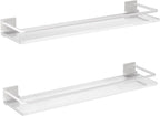 Acrylic Bathroom Floating Shelves - Set of 2, Wall Mounted Shelves for Suitable for Lavatory, Kitchen, Laundry Room, Farmhouse, for Item Storage/Room Decoration (White)