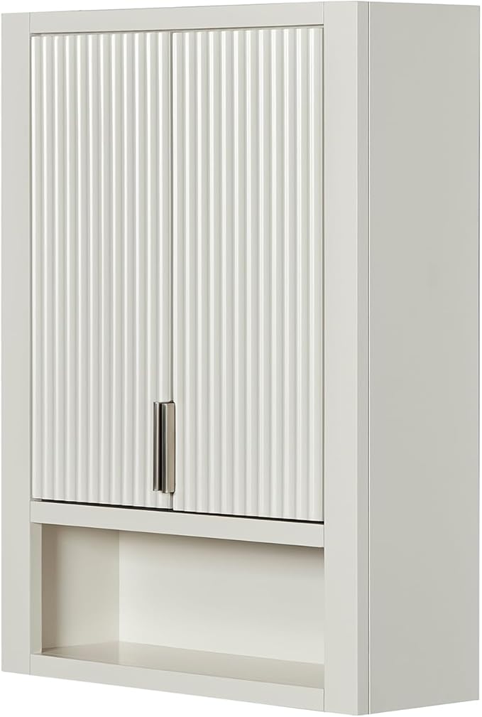 ARIEL Milan Bathroom Wall Cabinet 31" H x 23.1" W x 8" D - Open Shelf - Warm White