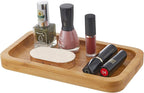 Qtip Holder with Bamboo Vanity Tray, Glass Apothecary Jars with Lids, Cotton Ball Swab Pad Rounds Holder Bathroom Canister Jars for Bathroom Restroom Decorations and Organizer