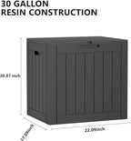 EasyUp 30 Gallon Outdoor Storage Box Waterproof, UV Resistant Outdoor Deck Box, Resin Lockable Deck Boxes for Garden Tools Equipment and Cushions, Black