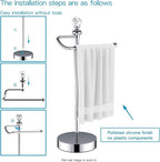 Heavy Weighted Towel Holder (with Crystal Ball) Standing Towel Holder - Total Height 15.7'' for Kitchen, Bathroom, Vanity - Classic Decorative Metal Hand Towel Stand, Polished Chrome