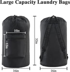 OTraki Laundry Bag Backpack, Large Travel Laundry Bags with Adjustable Shoulder Straps, Portable Heavy Duty Dirty Clothes Laundry Backpack for College Dorm,Drying Do Not Exceed 176℉ Black