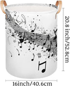 Musical Notes and Clef Sheet Print Collapsible Laundry Basket Large Laundry Hamper Waterproof Foldable Storage Bins Laundry Basket with Leather Handles Clothes Nursery Hampers