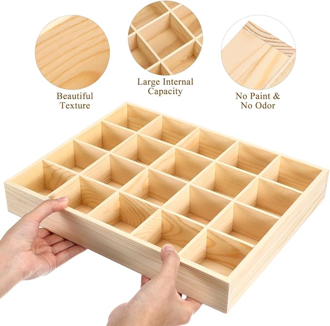 Gatuida Underwear Storage Case, 20 Compartments Sock Organizer, Wooden Drawer Organizer Divider Sundries Container Storage Box for Socks Panties, 13.38 x 10.62 x 1.96 inches