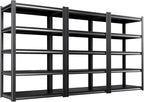 Set of 3 71"HGarage Shelving-2050LBS 5 Tier Storage Shelves,Adjustable Heavy Duty Metal Shelving Unit and Storage Large Rack,Utility Steel Shelf For Shop Warehouse Industrial Pantry 71"x35"x16"