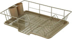 Space-Saving 3-Piece Dish Drainer Rack Set: Efficient Kitchen Organizer for Quick Drying and Storage - Includes Cutlery Holder and Drainboard - Maximize Countertop Space, Sage Green