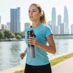 24oz Insulated Stainless Steel Water Bottle, Wide Mouth Double Wall Vacuum, Silicone Straw, Sweat & Leak Proof, BPA Free Insulated Water Flask for Travel, Keep Cold 24h Hot 12h, Grey