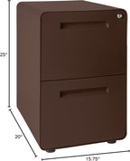 Laura Davidson Furniture Stockpile 2 Drawer Mobile File Cabinet with Lock - Under Desk Metal Filing Cabinet, Legal/Letter File Folders, Wheels and Stationary Feet, Pre-Assembled, Dark Brown