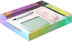 Acrylic Letter Tray, Iridescent Letter Organizer Storage A4 Paper File Tray Accessory Tray Single-Tier Desktop Document Holder with Non-Slip Rubber Pads and Stackable for Office and Home Use