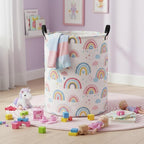 Baby Laundry Basket Baby Nursery Hamper Kids Laundry Basket Toy Storage Bin for Boys Room Decor Gift Baskets for Bedroom Bathroom(Blue Rainbow)