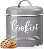 Gray Cookie Jar for Kitchen Counter, 1 Gallon Vintage Cookie Jar with Airtight Lid, Large Food Storage Container for Candy, Cookies, Dessert, Farmhouse Kitchen Decor and Accessories