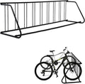 Single Side 9 Bike Floor Rack 110 Inch Length Freestanding Bicycle Parking Stand In Ground Grid Design For Garages Streets Yards And Bike Events Heavy Duty Storage (Black, Single Side 9 Bike)