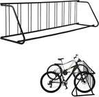 Single Side 9 Bike Floor Rack 110 Inch Length Freestanding Bicycle Parking Stand In Ground Grid Design For Garages Streets Yards And Bike Events Heavy Duty Storage (Black, Single Side 9 Bike)