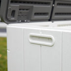 Outdoor Storage Box Waterproof, 100 Gallon Lockable Resin Deck Box Large, Patio Storage Bin for Pool Accessories Cushion Furniture, Garden Tools, UV-Resistant Outside Delivery Black&White