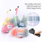 24 pack Reusable Produce Bags,Reusable produce bags for grocery,mesh bags See-Through and Washable Grogery Bags with 3 Sizes useful for storage fruits,vegetables,toys……