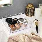iDesign Decorative Countertop Vanity Tray Organizer for Bathroom, Bedroom, Closet, Entryway, The Clarity Collection – 8" x 8" x 2", Clear