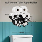 Octopus Toilet Tissue Holder,Animal Paper Holders,Decorative Metal Papers Holder,Funny Toilet Animal Storage for Bathrooms,Bathroom Paper Organizer for Extra 8 Rolls Wall Mounted Art Decor