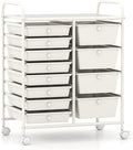 RELAX4LIFE 12-Drawer Rolling Storage Cart - Mobile Utility Drawer Carts with Wheels, Craft Organizers Cart for Classroom Organization and Storage, School, Home, Office