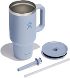 Hydro Flask Travel Tumbler with Handle, Lid and Straw - Insulated Stainless Steel in 32 Oz Surf Blue