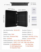 VEVOR Medicine Cabinet, 24 x 30 inch, Medicine Cabinet for Bathroom with Mirror, Aluminum Frame Bathroom Wall Cabinet, 2-Layer Adjustable Shelves, Recessed & Wall-Mounted Installation